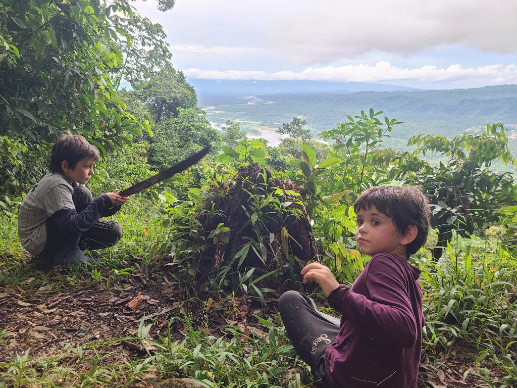 Machette au sommet d'une montagne